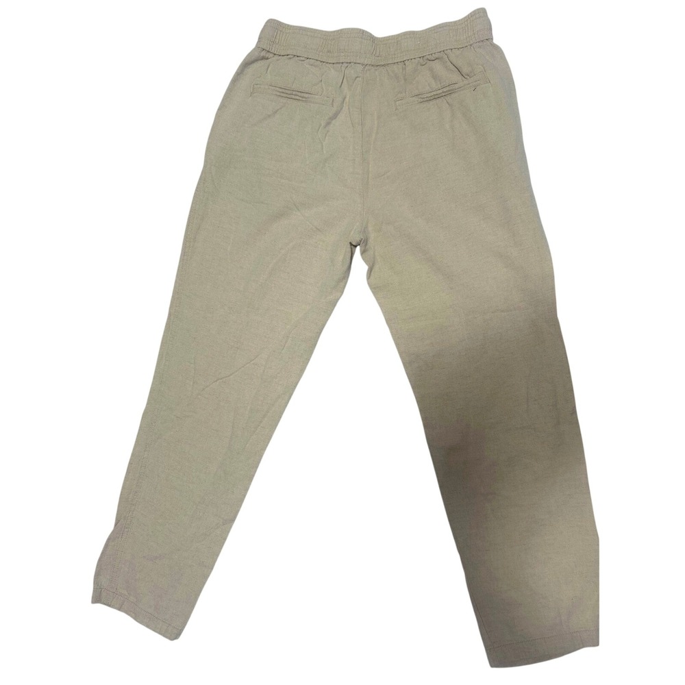 Zara Womens Beige Linen Blend Drawstring Elastic Waist Straight Leg Pants Size M - Picture 4 of 7